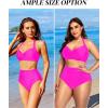 imageHolipick Women High Waisted Bikini Set Two Piece Swimsuit Tummy Control Bathing Suit Vintage Halter SwimwearHot Pink