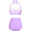 imageHolipick Women High Waisted Bikini Set Two Piece Swimsuit Tummy Control Bathing Suit Vintage Halter SwimwearLavender