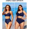 imageHolipick Women High Waisted Bikini Set Two Piece Swimsuit Tummy Control Bathing Suit Vintage Halter SwimwearNavy Blue