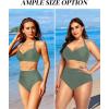 imageHolipick Women High Waisted Bikini Set Two Piece Swimsuit Tummy Control Bathing Suit Vintage Halter SwimwearOlive Green