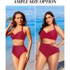 imageHolipick Women High Waisted Bikini Set Two Piece Swimsuit Tummy Control Bathing Suit Vintage Halter SwimwearRed Crimson