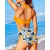 imageHolipick Women High Waisted Bikini Set Two Piece Swimsuit Tummy Control Bathing Suit Vintage Halter SwimwearYellow Floral