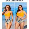 imageHolipick Women High Waisted Bikini Set Two Piece Swimsuit Tummy Control Bathing Suit Vintage Halter SwimwearYellow Floral