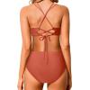 imageHolipick Women High Waisted Bikini Set Two Piece Swimsuits Push up Wrap Swim Suits Top Tummy Control Bathing SuitBrick Red