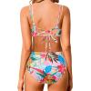 imageHolipick Women High Waisted Bikini Set Two Piece Swimsuits Push up Wrap Swim Suits Top Tummy Control Bathing SuitColorful Floral