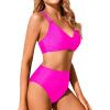 imageHolipick Women High Waisted Bikini Set Two Piece Swimsuits Push up Wrap Swim Suits Top Tummy Control Bathing SuitHot Pink