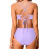 imageHolipick Women High Waisted Bikini Set Two Piece Swimsuits Push up Wrap Swim Suits Top Tummy Control Bathing SuitLavender