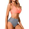 imageHolipick Women High Waisted Bikini Set Two Piece Swimsuits Push up Wrap Swim Suits Top Tummy Control Bathing SuitLight Pink