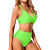 imageHolipick Women High Waisted Bikini Set Two Piece Swimsuits Push up Wrap Swim Suits Top Tummy Control Bathing SuitNeon Green