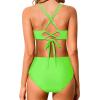 imageHolipick Women High Waisted Bikini Set Two Piece Swimsuits Push up Wrap Swim Suits Top Tummy Control Bathing SuitNeon Green