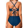 imageHolipick Women High Waisted Bikini Set Two Piece Swimsuits Push up Wrap Swim Suits Top Tummy Control Bathing SuitPeacock Blue