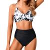 imageHolipick Women High Waisted Bikini Set Two Piece Swimsuits Push up Wrap Swim Suits Top Tummy Control Bathing SuitTie Dye