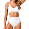 imageHolipick Women High Waisted Bikini Set Two Piece Swimsuits Push up Wrap Swim Suits Top Tummy Control Bathing SuitWhite