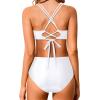 imageHolipick Women High Waisted Bikini Set Two Piece Swimsuits Push up Wrap Swim Suits Top Tummy Control Bathing SuitWhite