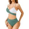 imageHolipick Women High Waisted Push up Bikini Halter Criss Cross Wrap Two Piece Bathing Suits Bandage Swimsuits