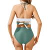 imageHolipick Women High Waisted Push up Bikini Halter Criss Cross Wrap Two Piece Bathing Suits Bandage Swimsuits