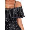 imageHolipick Women Off Shoulder One Piece Swimsuits Tummy Control Bathing Suits Vintage Ruffle SwimwearBlack Dot
