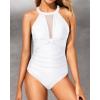 imageHolipick Women One Piece Swimsuit High Neck Tummy Control Bathing Suits Halter Mesh Swim Suit SwimwearWhite