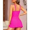 imageHolipick Women One Piece Swimsuit Tummy Control Swimdress Modest Bathing Suit Skirt V Neck Drawstring SwimwearHot Pink