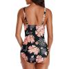imageHolipick Women One Piece Swimsuits Tummy Control Bathing Suit Ruffle V Neck Swimwear Slimming MonokiniBlack Flower