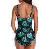 imageHolipick Women One Piece Swimsuits Tummy Control Bathing Suit Ruffle V Neck Swimwear Slimming MonokiniBlack Leaf