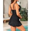 imageHolipick Women One Piece Swimsuits Tummy Control Bathing Suit Ruffle V Neck Swimwear Slimming MonokiniBlack Swimdress