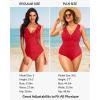 imageHolipick Women One Piece Swimsuits Tummy Control Bathing Suit Ruffle V Neck Swimwear Slimming MonokiniChili Red