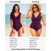 imageHolipick Women One Piece Swimsuits Tummy Control Bathing Suit Ruffle V Neck Swimwear Slimming MonokiniDark Purple