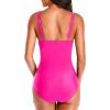 imageHolipick Women One Piece Swimsuits Tummy Control Bathing Suit Ruffle V Neck Swimwear Slimming MonokiniHot Pink