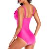 imageHolipick Women One Piece Swimsuits Tummy Control Bathing Suit Ruffle V Neck Swimwear Slimming MonokiniHot Pink