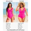 imageHolipick Women One Piece Swimsuits Tummy Control Bathing Suit Ruffle V Neck Swimwear Slimming MonokiniHot Pink