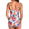 imageHolipick Women One Piece Swimsuits Tummy Control Bathing Suit Ruffle V Neck Swimwear Slimming MonokiniRed Floral