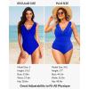 imageHolipick Women One Piece Swimsuits Tummy Control Bathing Suit Ruffle V Neck Swimwear Slimming MonokiniRoyal Blue