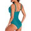imageHolipick Women One Piece Swimsuits Tummy Control Bathing Suit Ruffle V Neck Swimwear Slimming MonokiniTeal