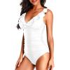 imageHolipick Women One Piece Swimsuits Tummy Control Bathing Suit Ruffle V Neck Swimwear Slimming MonokiniWhite
