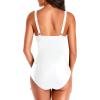 imageHolipick Women One Piece Swimsuits Tummy Control Bathing Suit Ruffle V Neck Swimwear Slimming MonokiniWhite