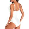 imageHolipick Women One Piece Swimsuits Tummy Control Bathing Suit Ruffle V Neck Swimwear Slimming MonokiniWhite
