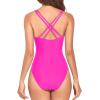 imageHolipick Women One Piece Swimsuits Tummy Control V Neck Slimming Bathing Suit Sexy Criss Cross Back Ruched SwimwearPink