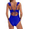 imageHolipick Women Ruffle V Neck One Piece Swimsuit Tummy Control Bathing Suit Full Coverage SwimwearRoyal Blue