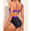 imageHolipick Women Sexy One Piece Swimsuits Mesh High Waisted Bathing Suits Plunge V Neck Monokini Cutout SwimwearBlack Blue