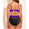 imageHolipick Women Sexy One Piece Swimsuits Mesh High Waisted Bathing Suits Plunge V Neck Monokini Cutout SwimwearBlack Blue