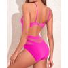 imageHolipick Women Sexy One Piece Swimsuits Mesh High Waisted Bathing Suits Plunge V Neck Monokini Cutout SwimwearPink
