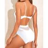 imageHolipick Women Sexy One Piece Swimsuits Mesh High Waisted Bathing Suits Plunge V Neck Monokini Cutout SwimwearWhite