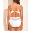 imageHolipick Women Sexy One Piece Swimsuits Mesh High Waisted Bathing Suits Plunge V Neck Monokini Cutout SwimwearWhite