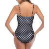 imageHolipick Women Tummy Control One Piece Swimsuits Strapless Bandeau Bathing Suits Ruched Slimming SwimwearBlack Dot