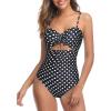 imageHolipick Women Tummy Control One Piece Swimsuits Strapless Bandeau Bathing Suits Ruched Slimming SwimwearBlack Dot
