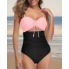 imageHolipick Women Tummy Control One Piece Swimsuits Strapless Bandeau Bathing Suits Ruched Slimming SwimwearPink Black