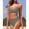 imageHolipick Women Two Piece High Waisted Bikini Set Tummy Control Bathing Suit Full Coverage SwimsuitArmy Green