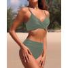imageHolipick Women Two Piece High Waisted Bikini Set Tummy Control Bathing Suit Full Coverage SwimsuitArmy Green