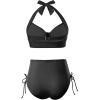 imageHolipick Women Two Piece Retro Swimsuit Halter Tummy Control High Waisted Bikini with BottomWhole Black